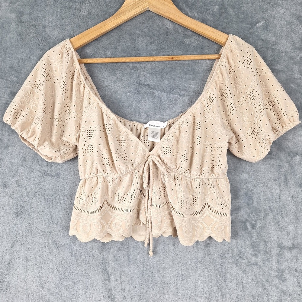 Womens Top Medium Romantic Cottagecore Eyelet Coquette Crop Feminine‎ Milkmaid
